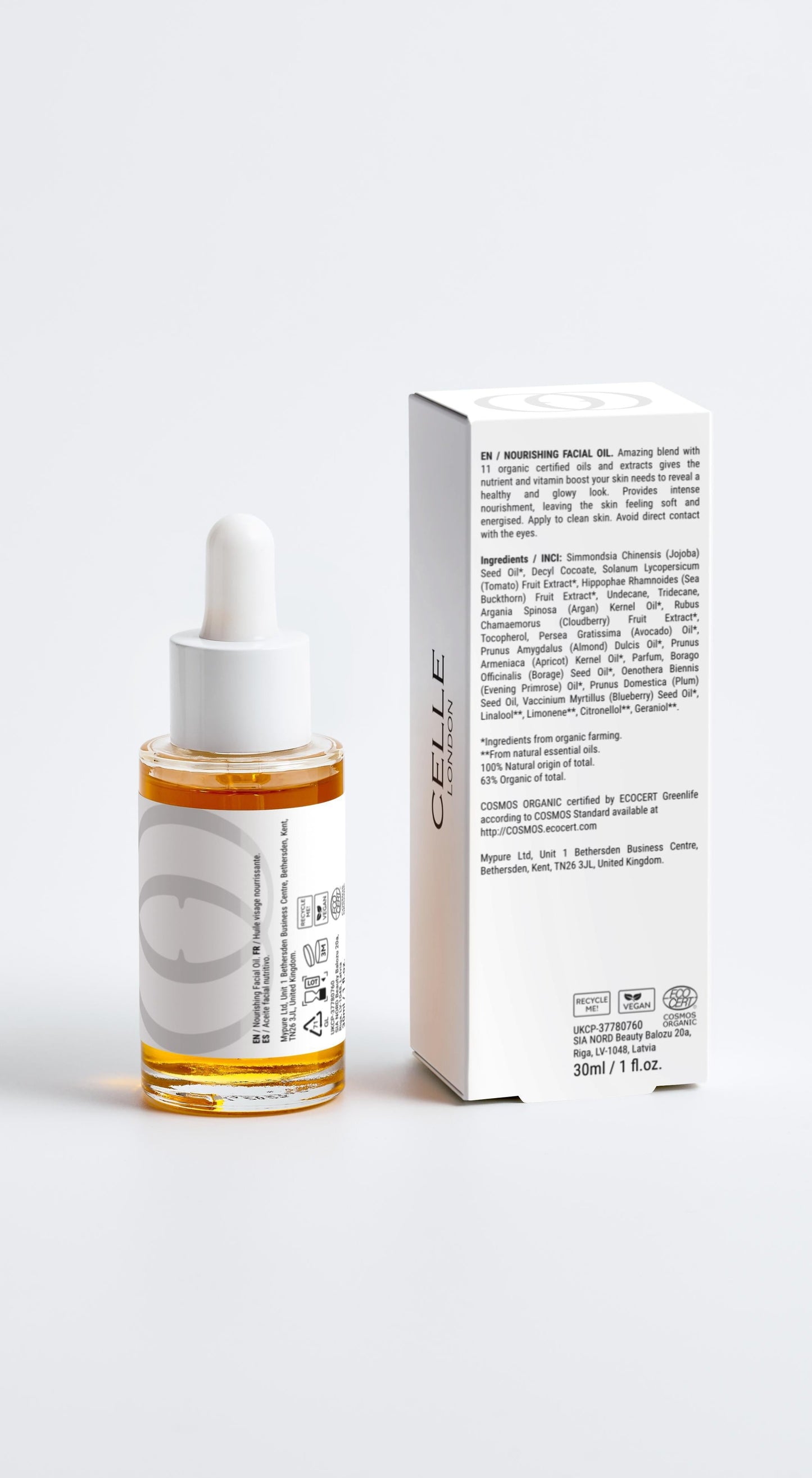 Celle Nourishing Facial Oil with Vitamin E – 30ml Hydrating Oil for Dry Skin